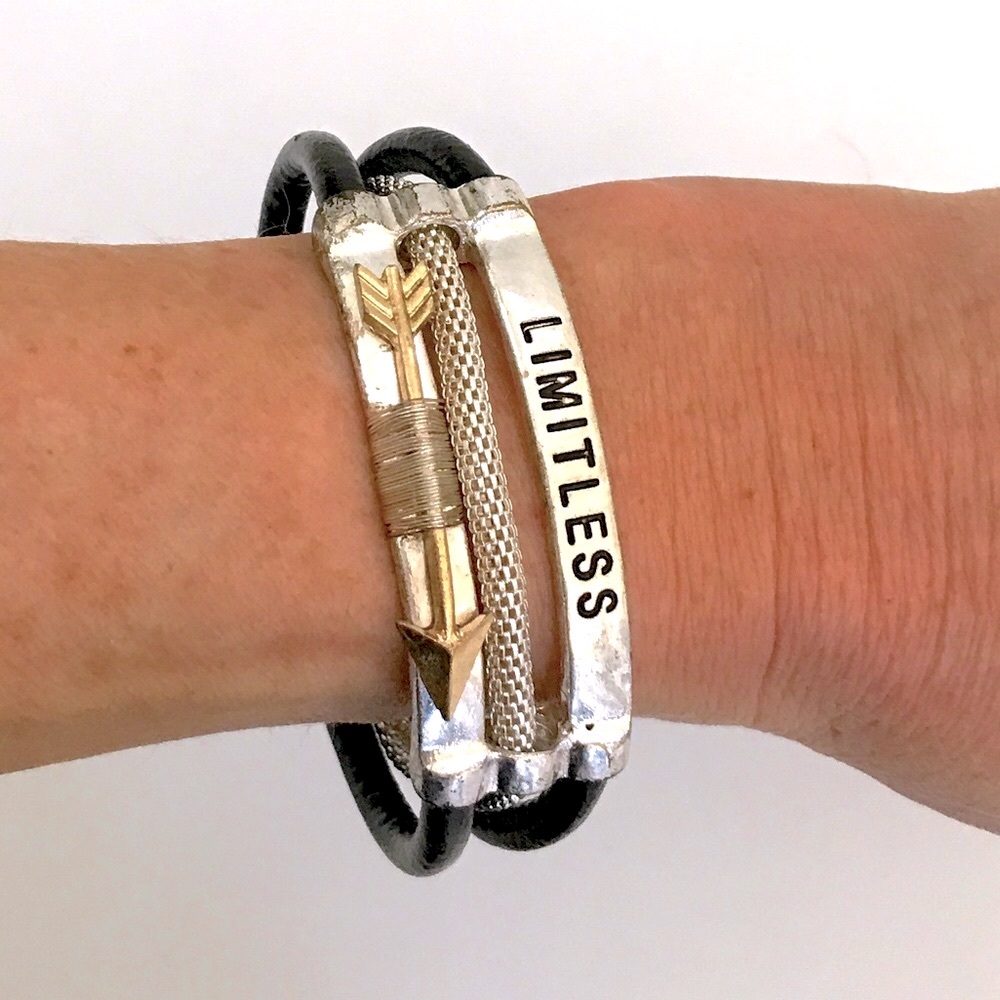 Black & silver LIMITLESS bracelet -magnetic clasp
